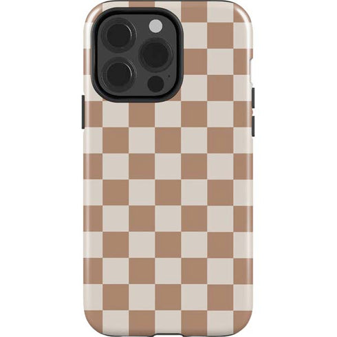 Neutral Checkered iPhone 15 Pro Impact Case